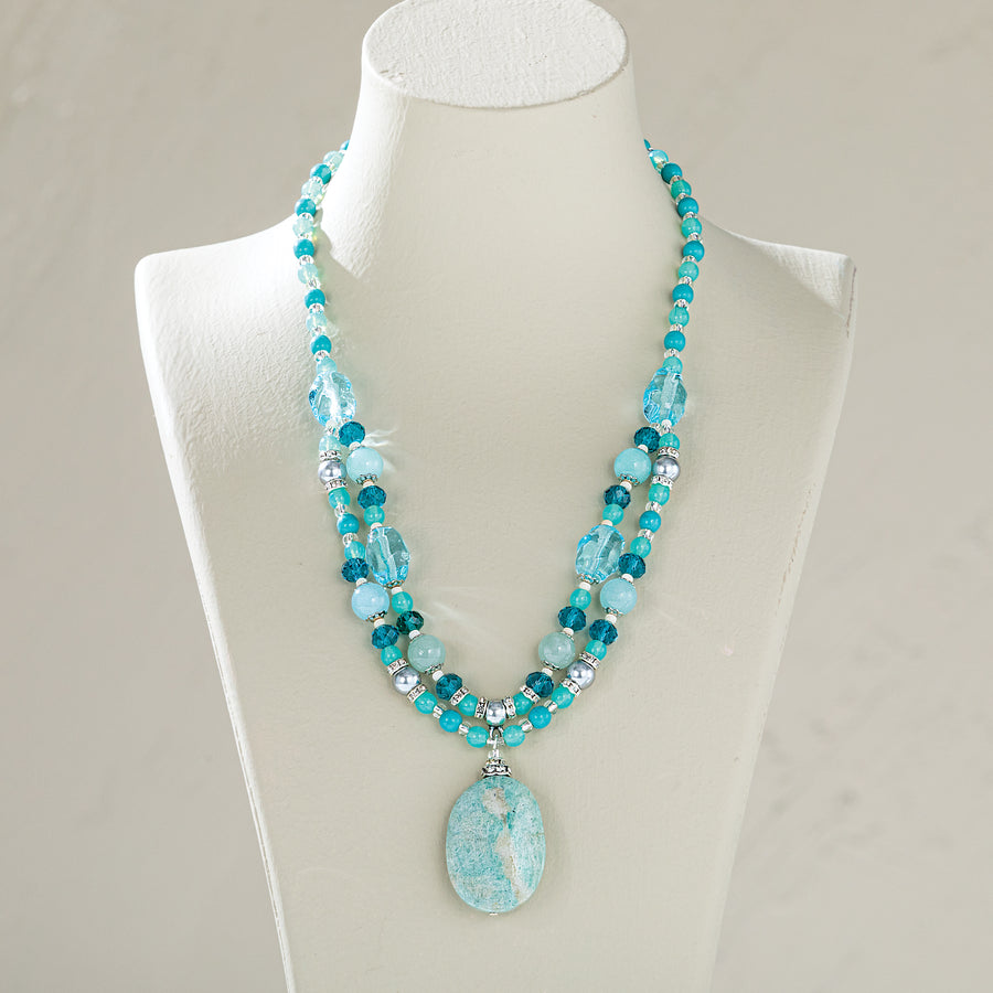 Murano Glass Teal Appeal Beaded Necklace