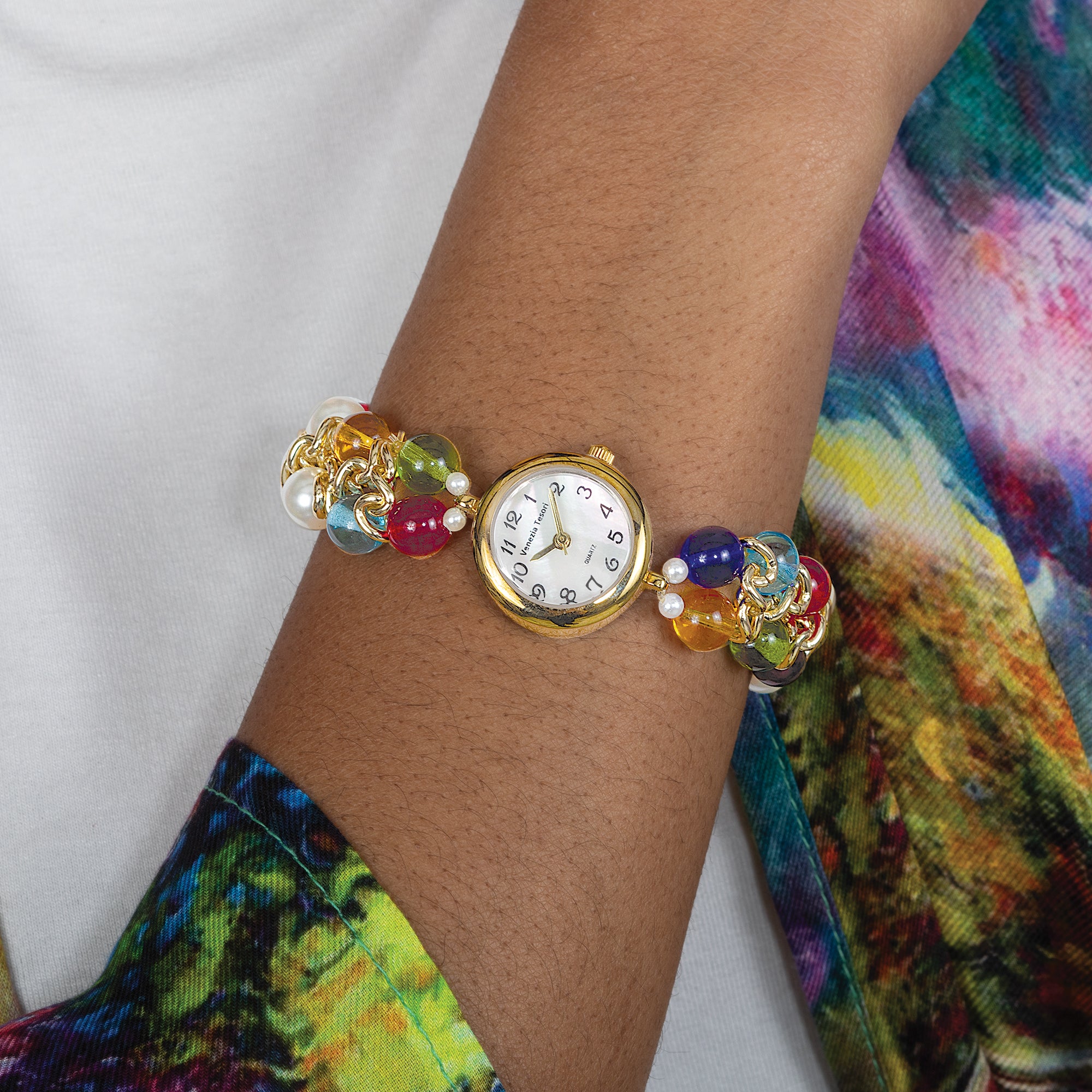 Murano Glass Rainbow Stretch Watch