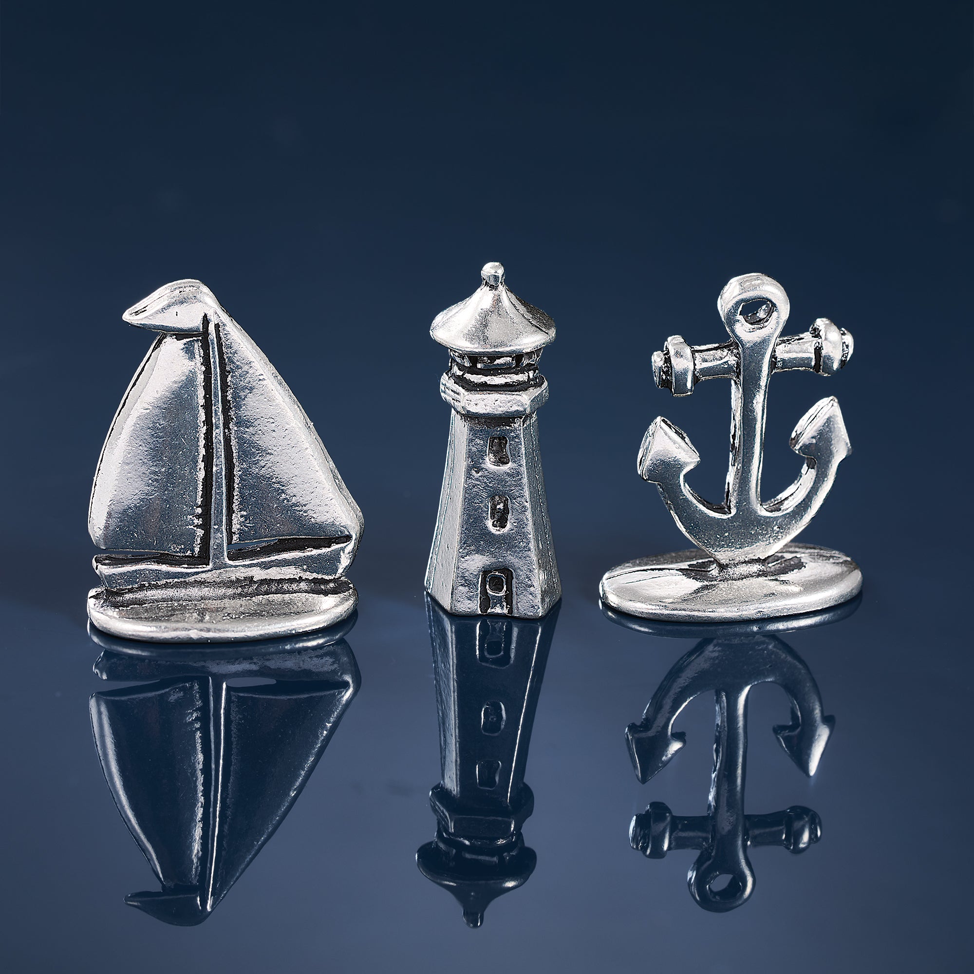 Nautical Mini Pewter Figurines Set Of 3 Uno Alla Volta