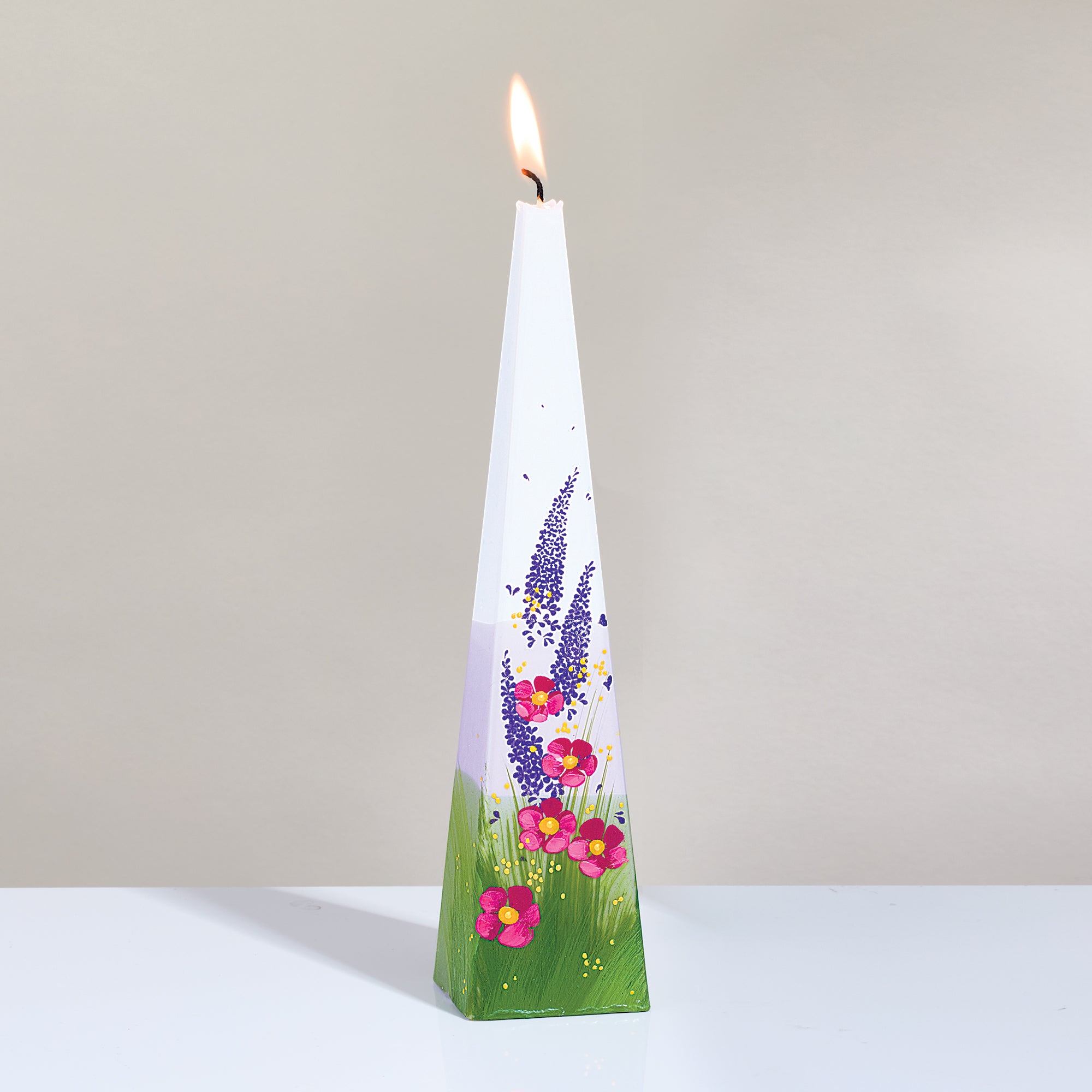 Hand-Painted Field Of Flowers Candle