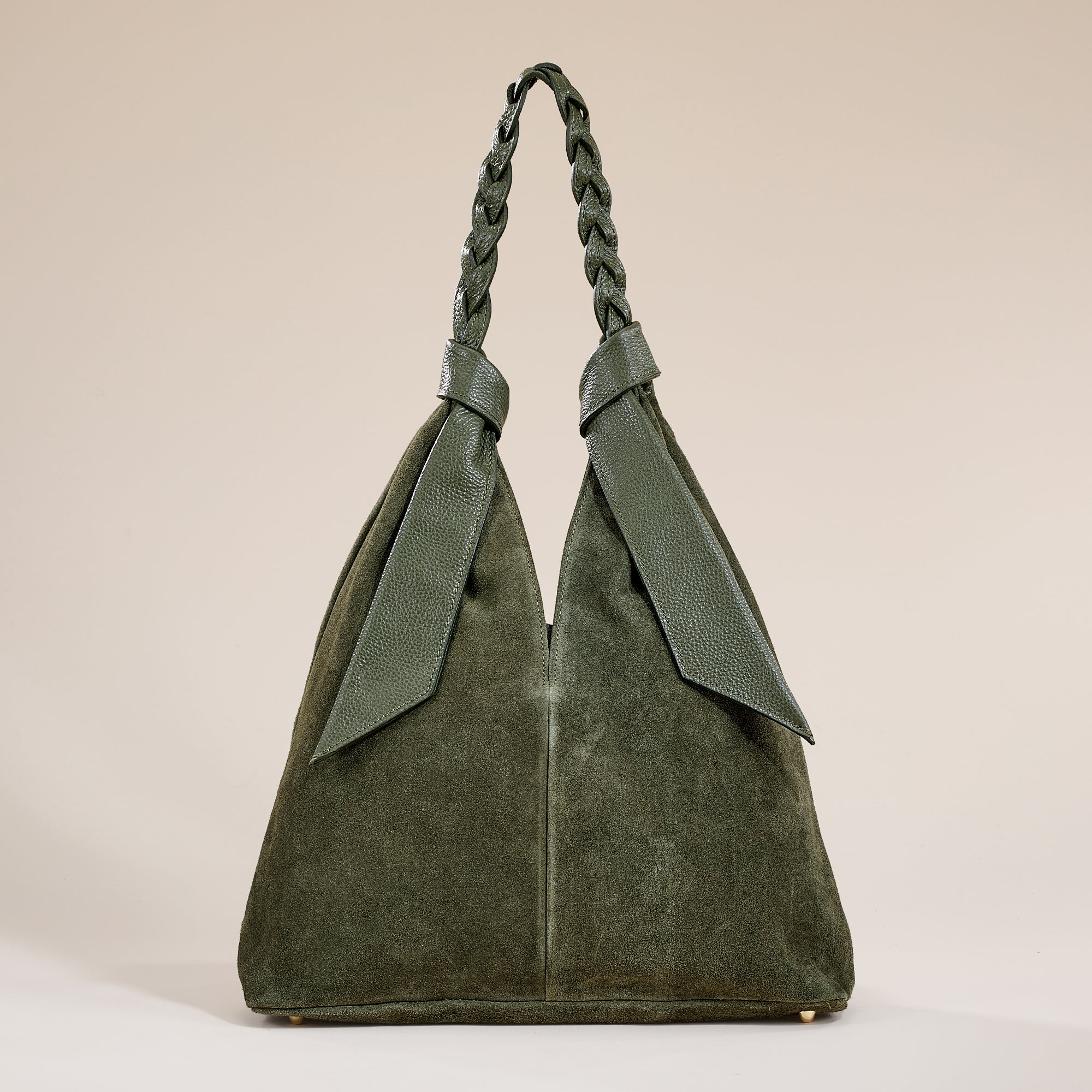 Campania Sage Italian Leather & Suede Hobo Style Bag | Uno Alla Volta