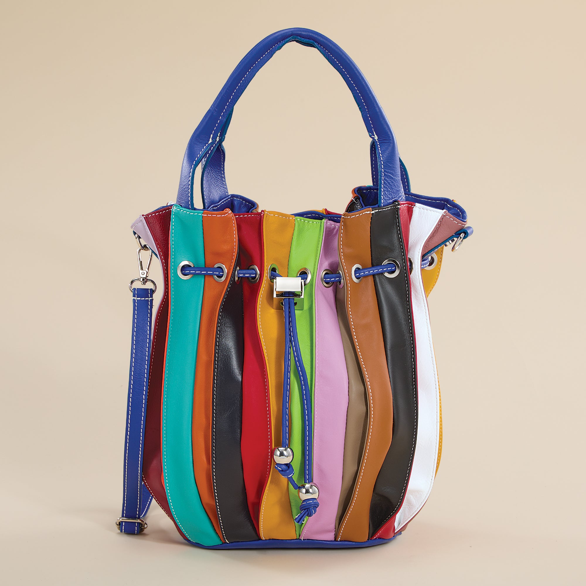 Corno Grande Italian Leather Rainbow Bucket Bag (Preorder) | Uno