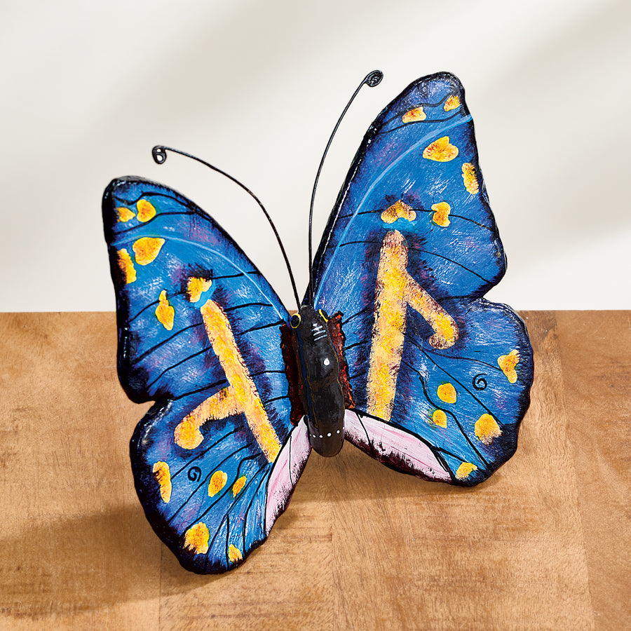 Blue Ceramic Butterfly Figurine