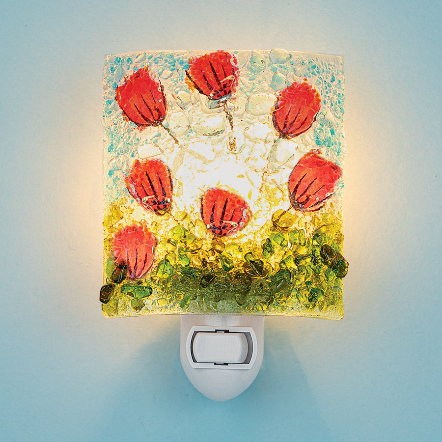 Recycled Glass Red Tulips Nightlight