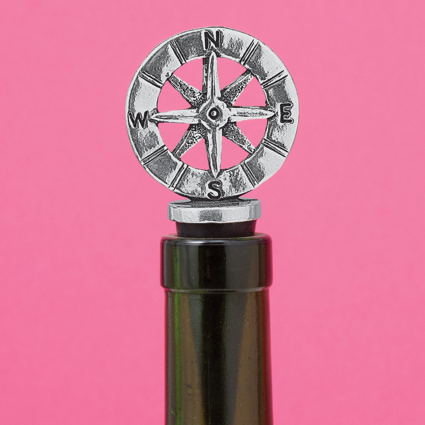Compass Pewter Wine Stopper