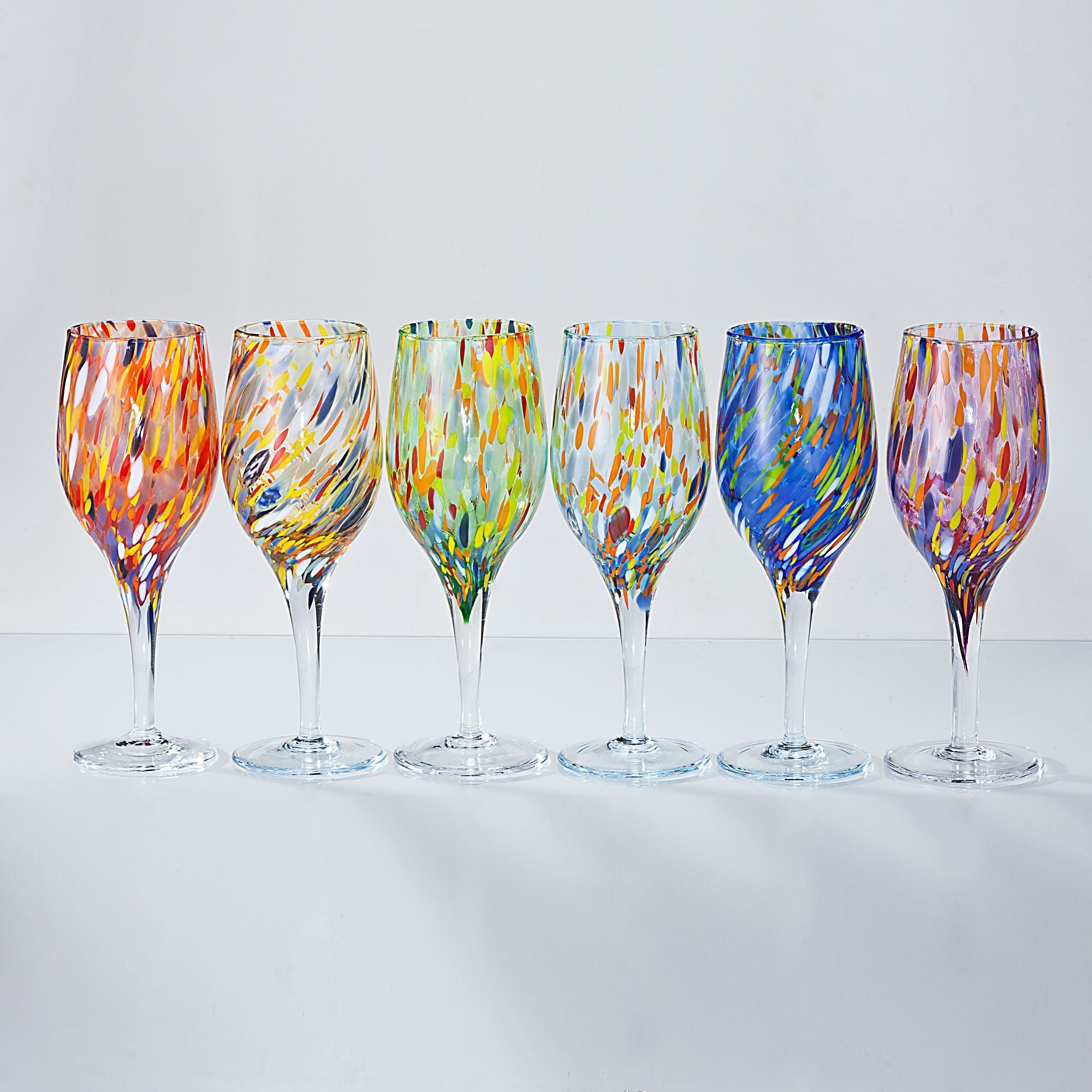 Murano-Style Confetti Wine Glasses Set Of 6