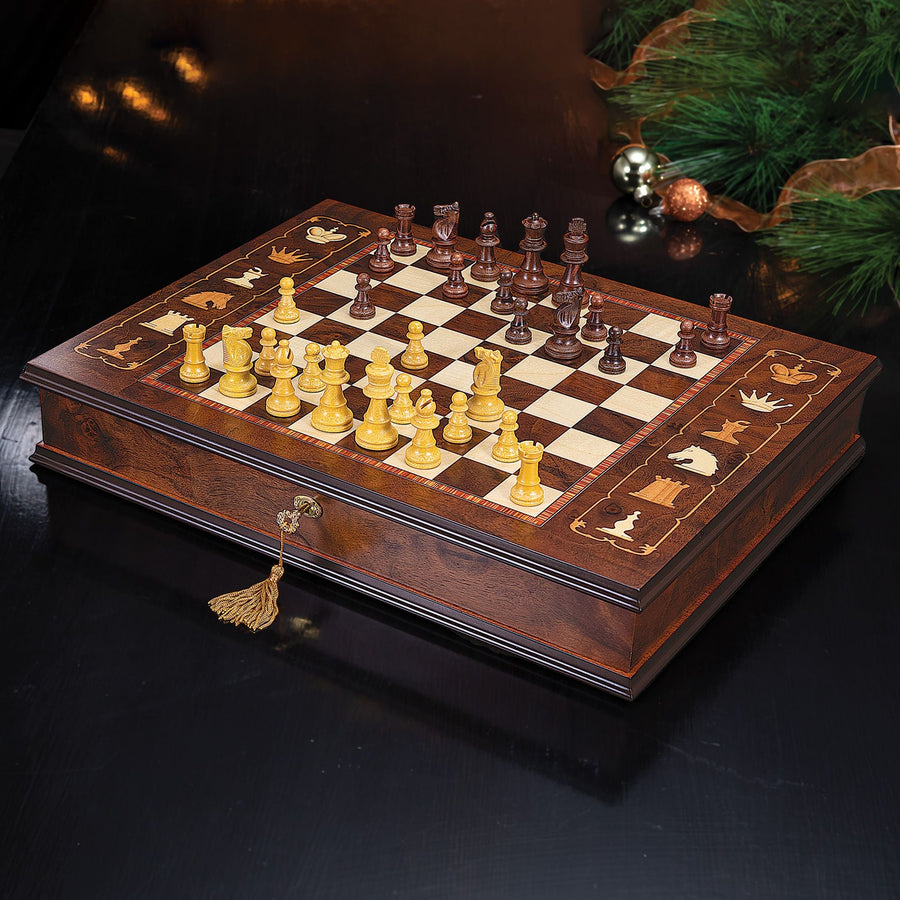 Wooden Intarsia Chess Set