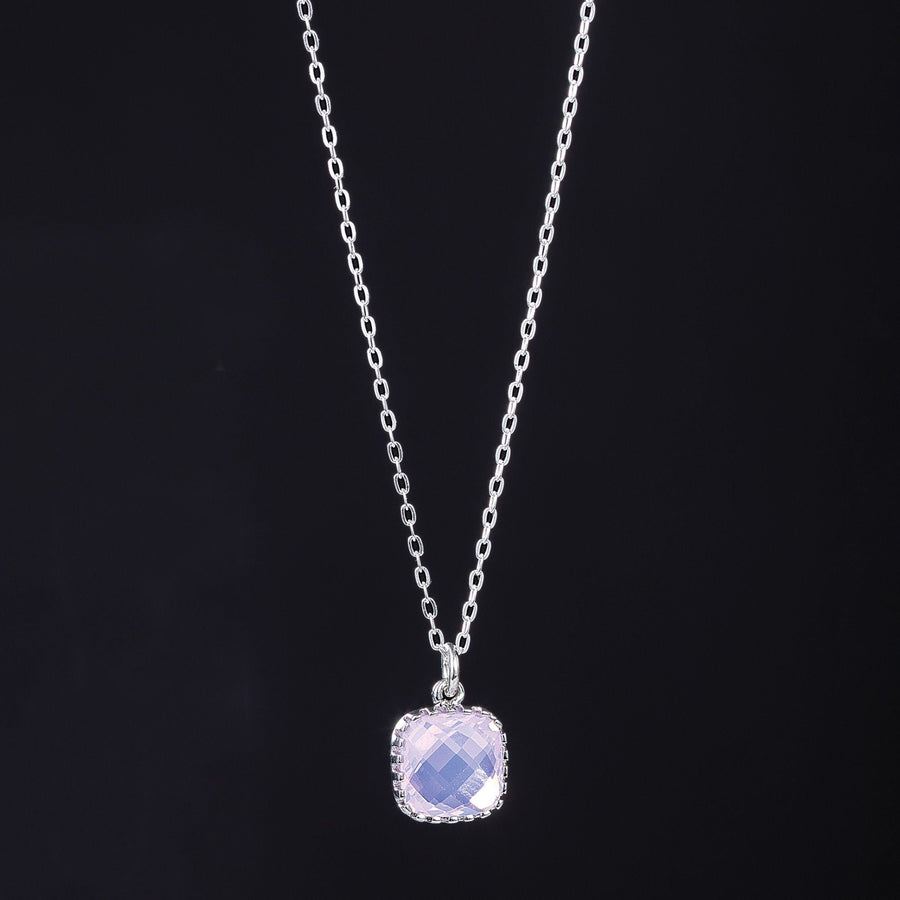 Violet Opal Faceted Glass Necklace