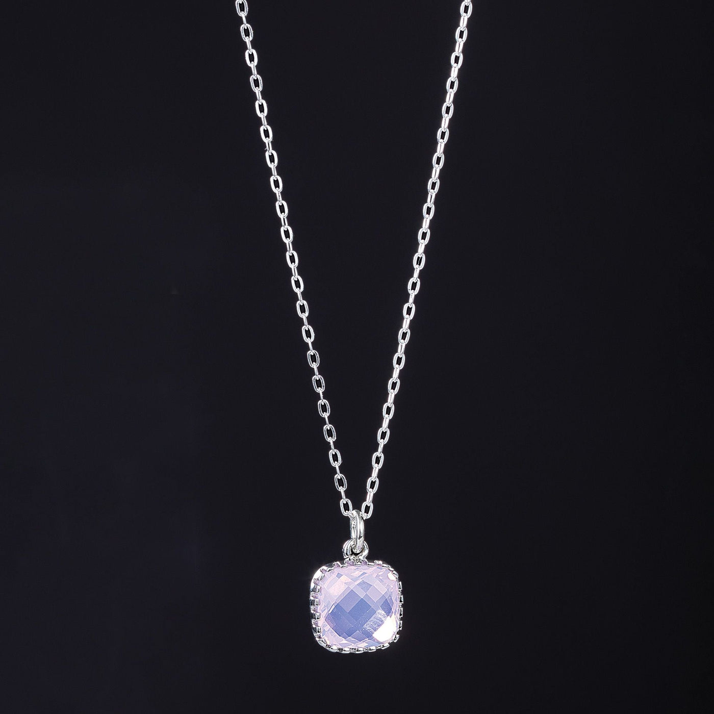 Violet Opal Faceted Glass Necklace