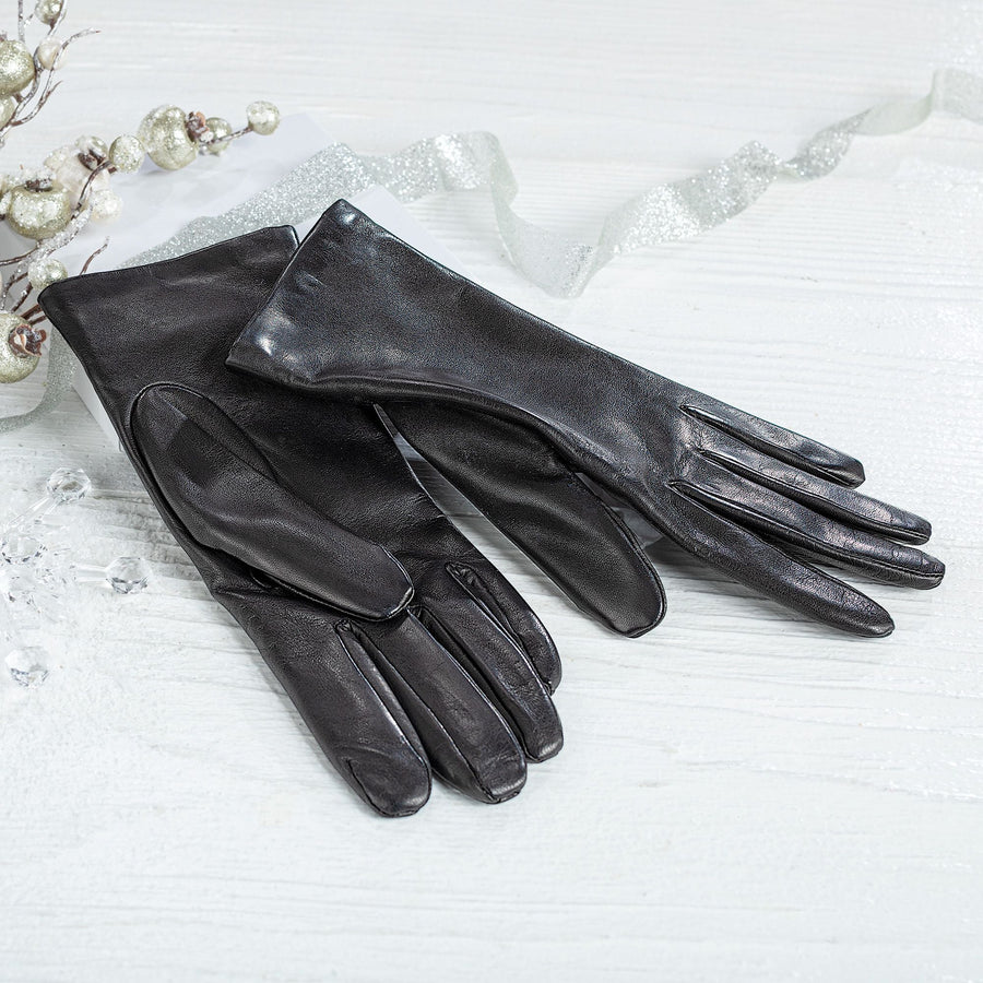 Cashmere Lined Black Leather Gloves
