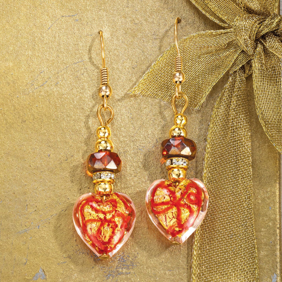 Glittering Hearts Murano Glass Earrings