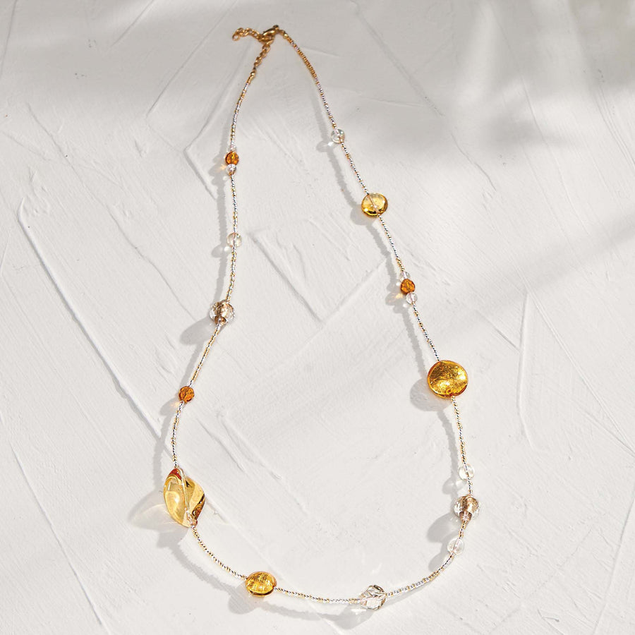 ''Colorful Cascade'' Amber Murano Glass Necklace