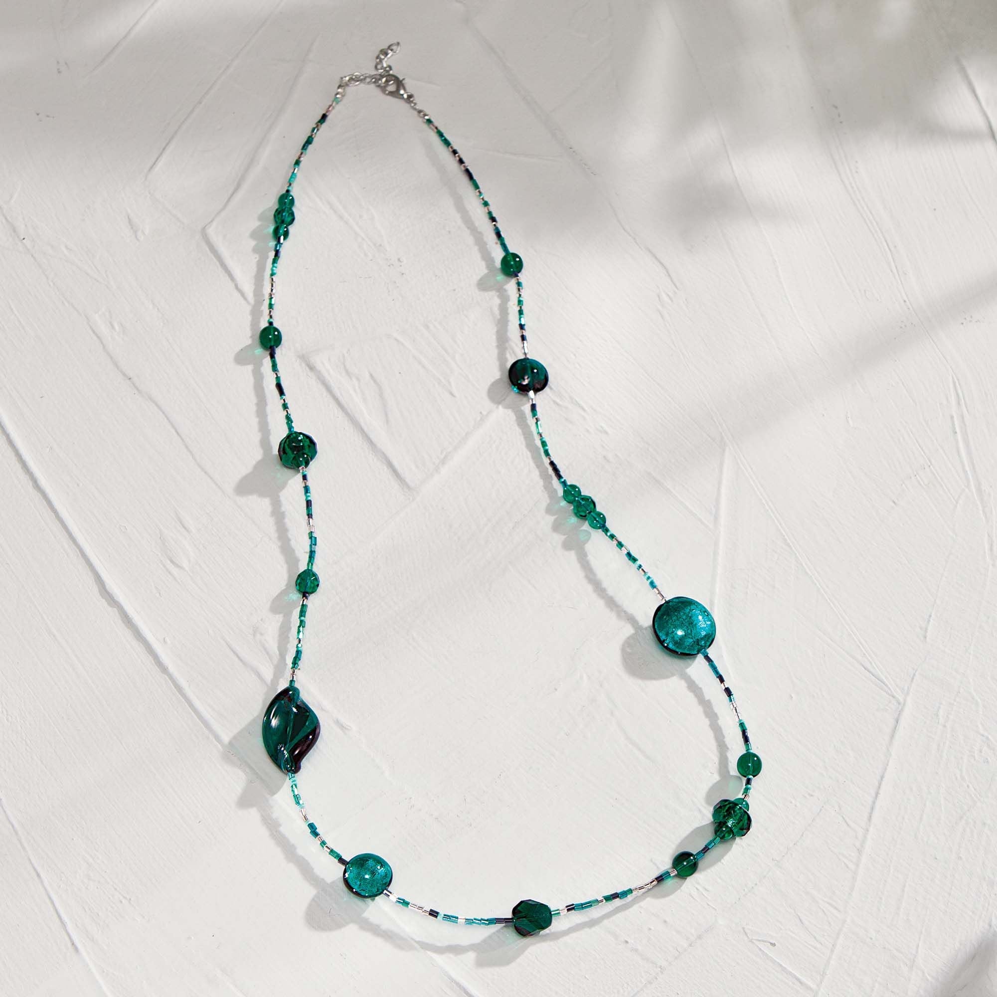 ''Colorful Cascade'' Lagoon Murano Glass Necklace