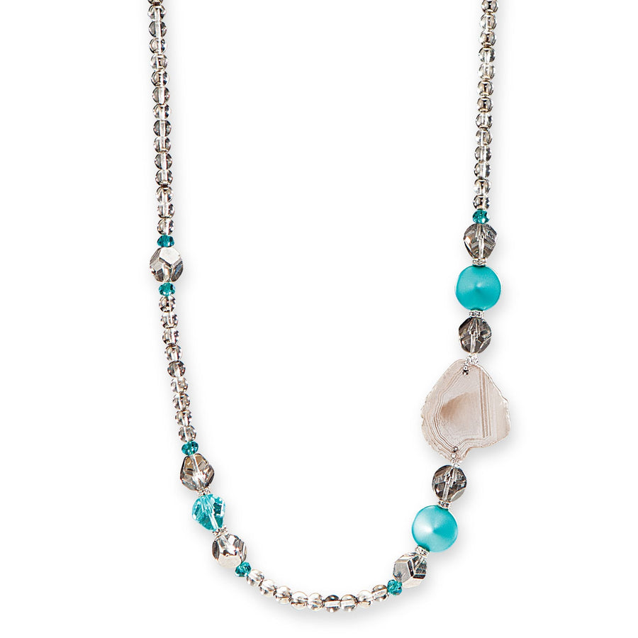 Murano Glass Chic Grey Agate Necklace