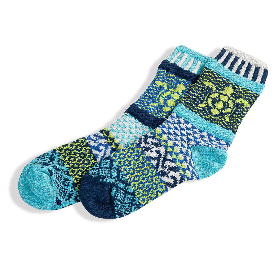 Teal and Green Turtle Crew Socks