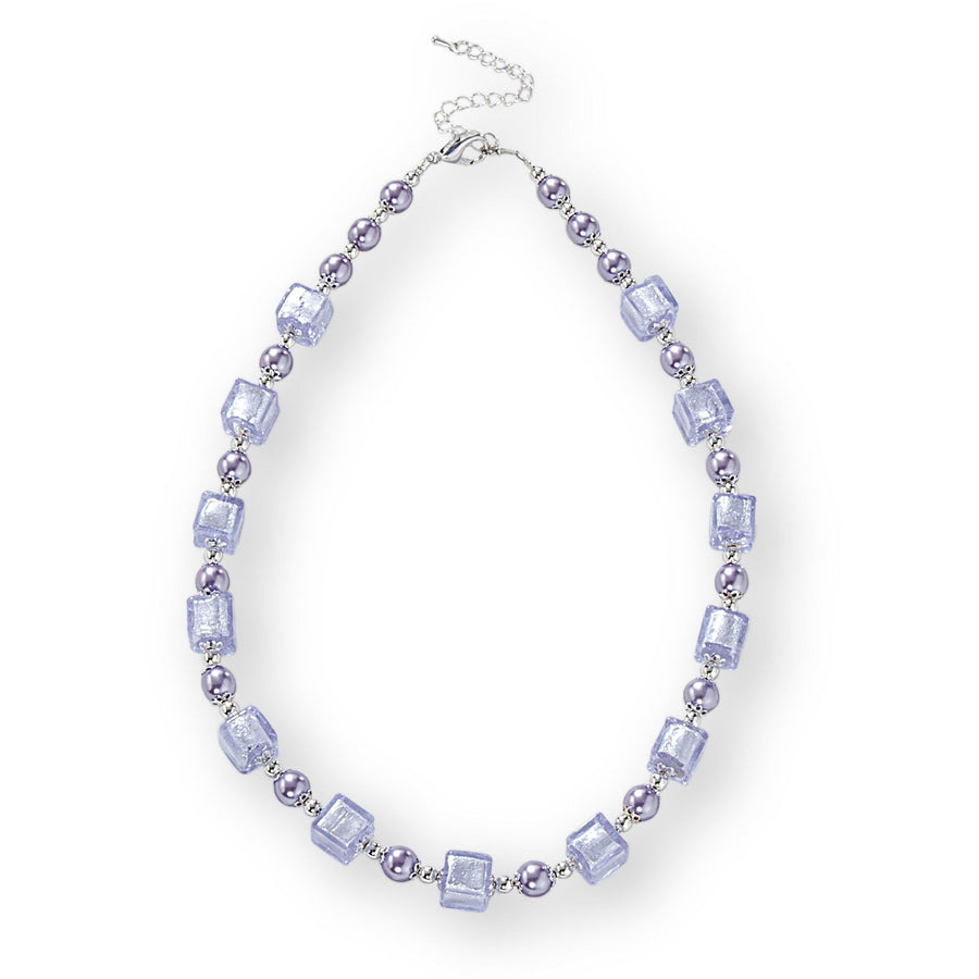 Murano Glass Lilac & Ice Cube Necklace