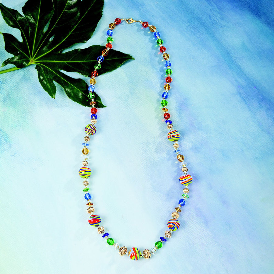 Beaded Rainbow Murano Glass Necklace
