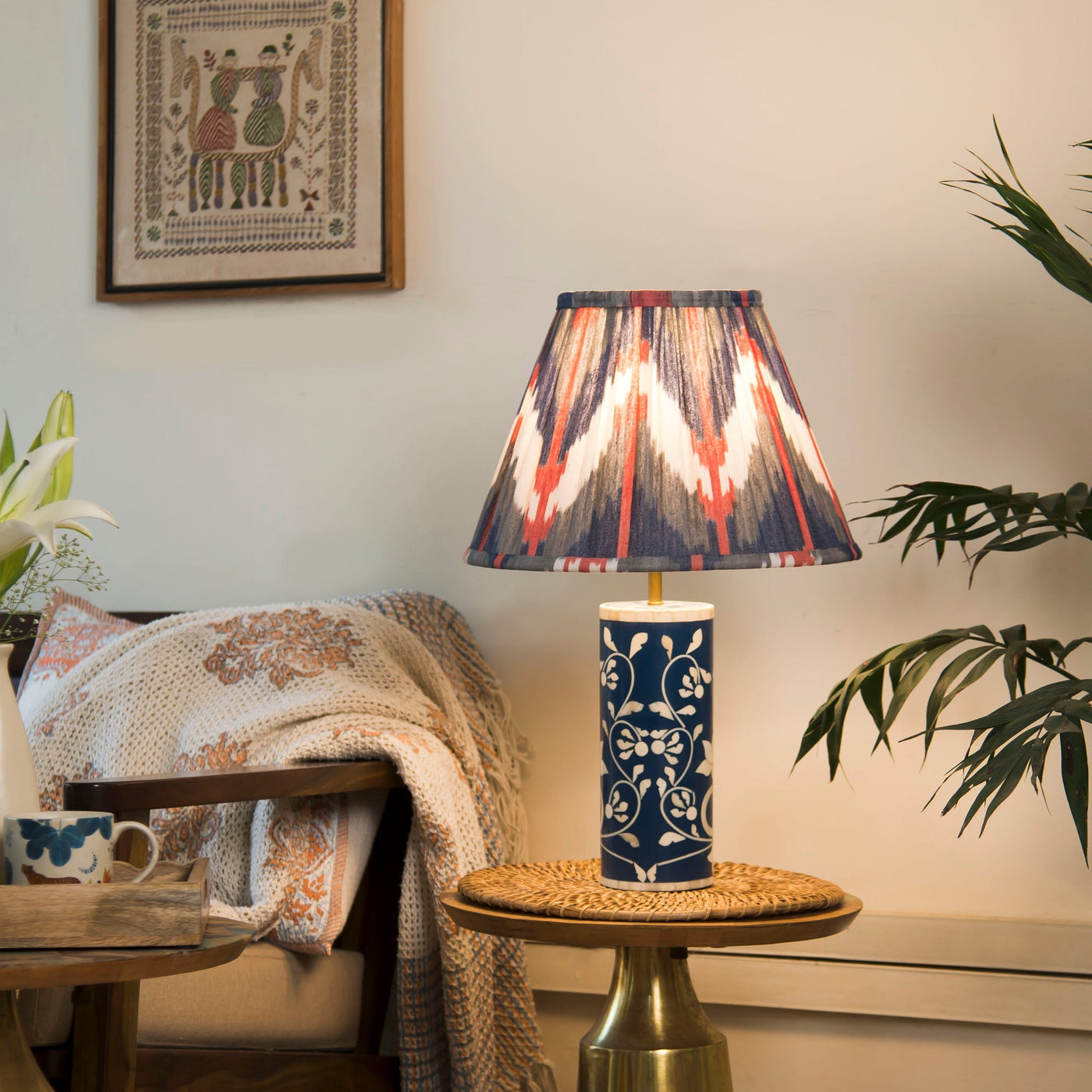 Handcrafted Accent Lamp Shade, Ikat Horizon
