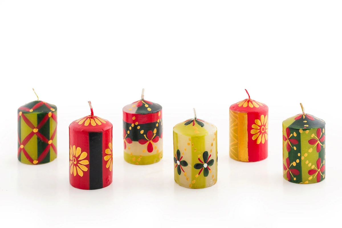 Traditional Christmas Painted Candles
