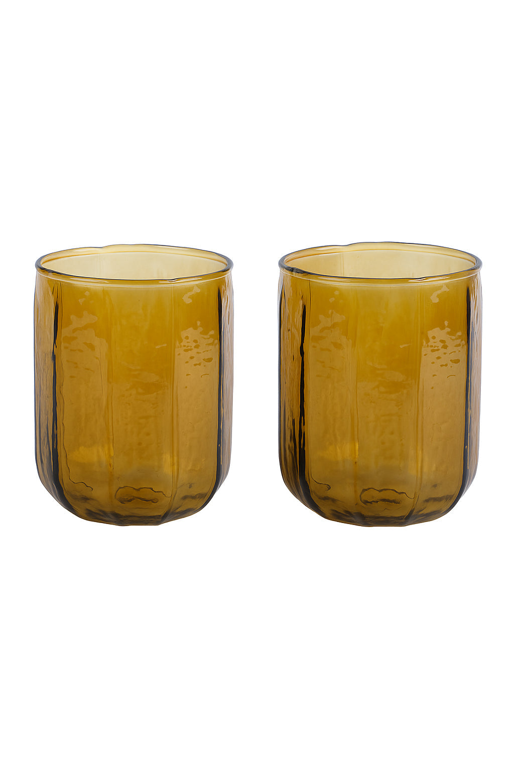 Handcrafted Hammered Water Glass, Brown Set of 2