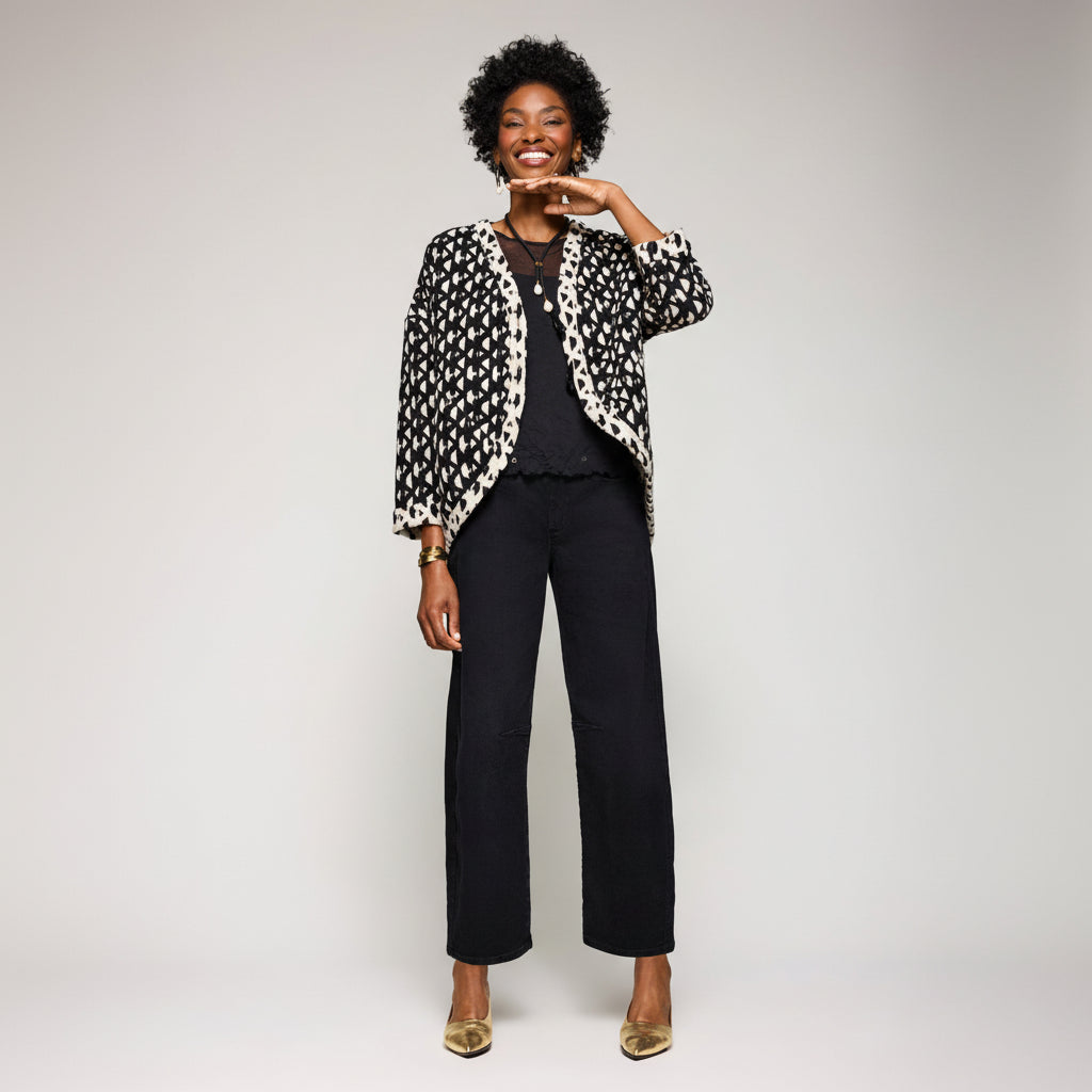 Reversible Mirage Jacket - Black/Ecru Geo