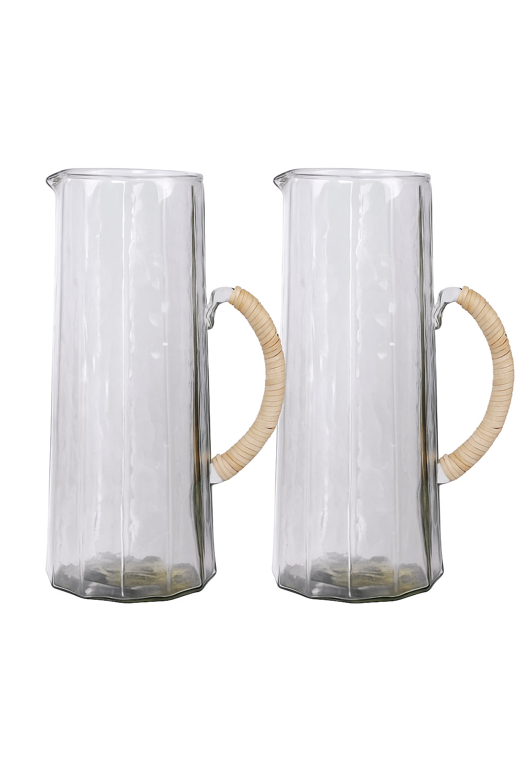 Handblown Hammered Water Pitcher, Clear Set of 2