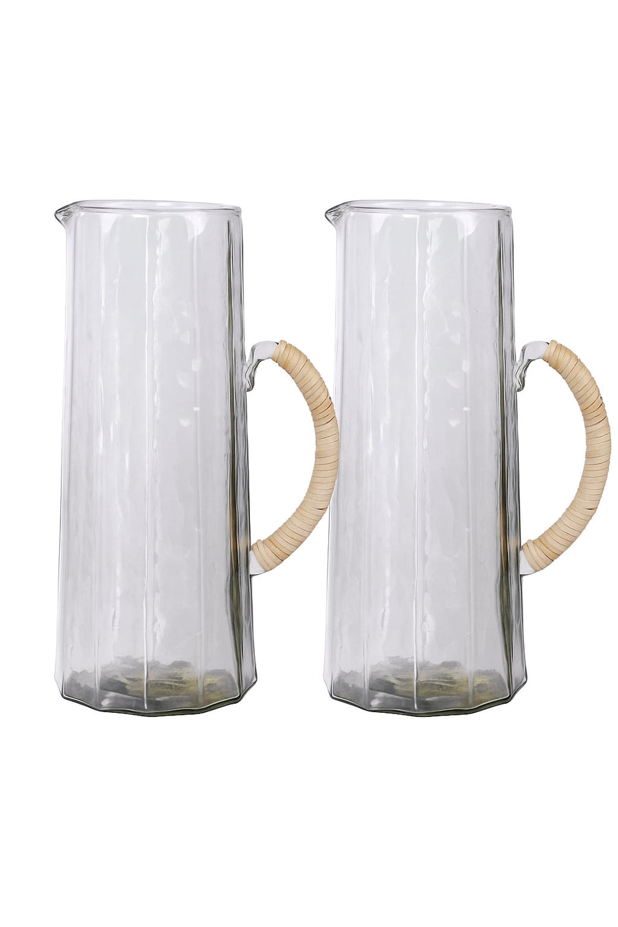 Handblown Hammered Water Pitcher, Clear Set of 2