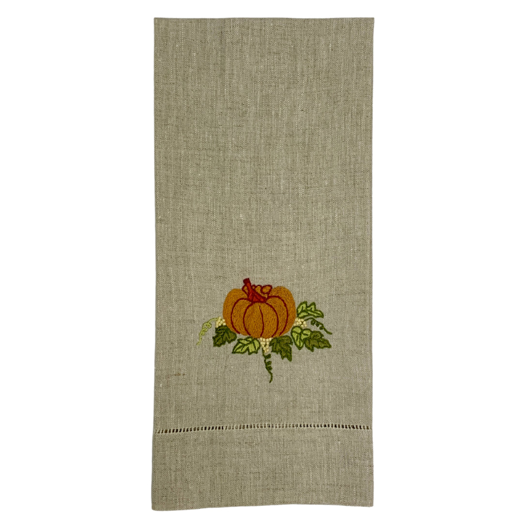 Fall Pumpkins Linen Tea Towels