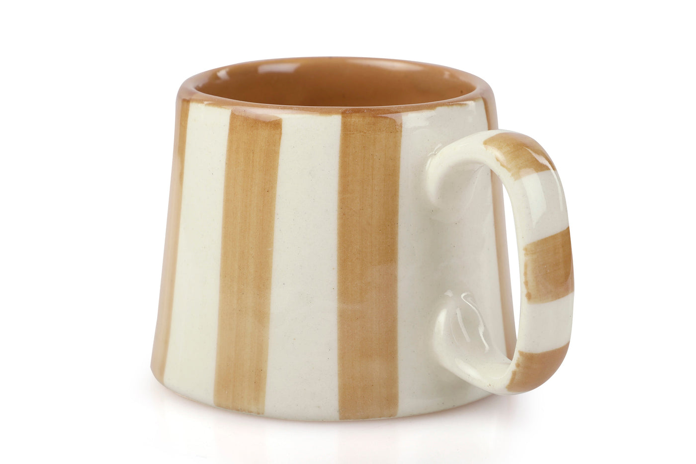 Handmade Ceramic Brown Stripe Coffee & Tea Mug (Set of 2)