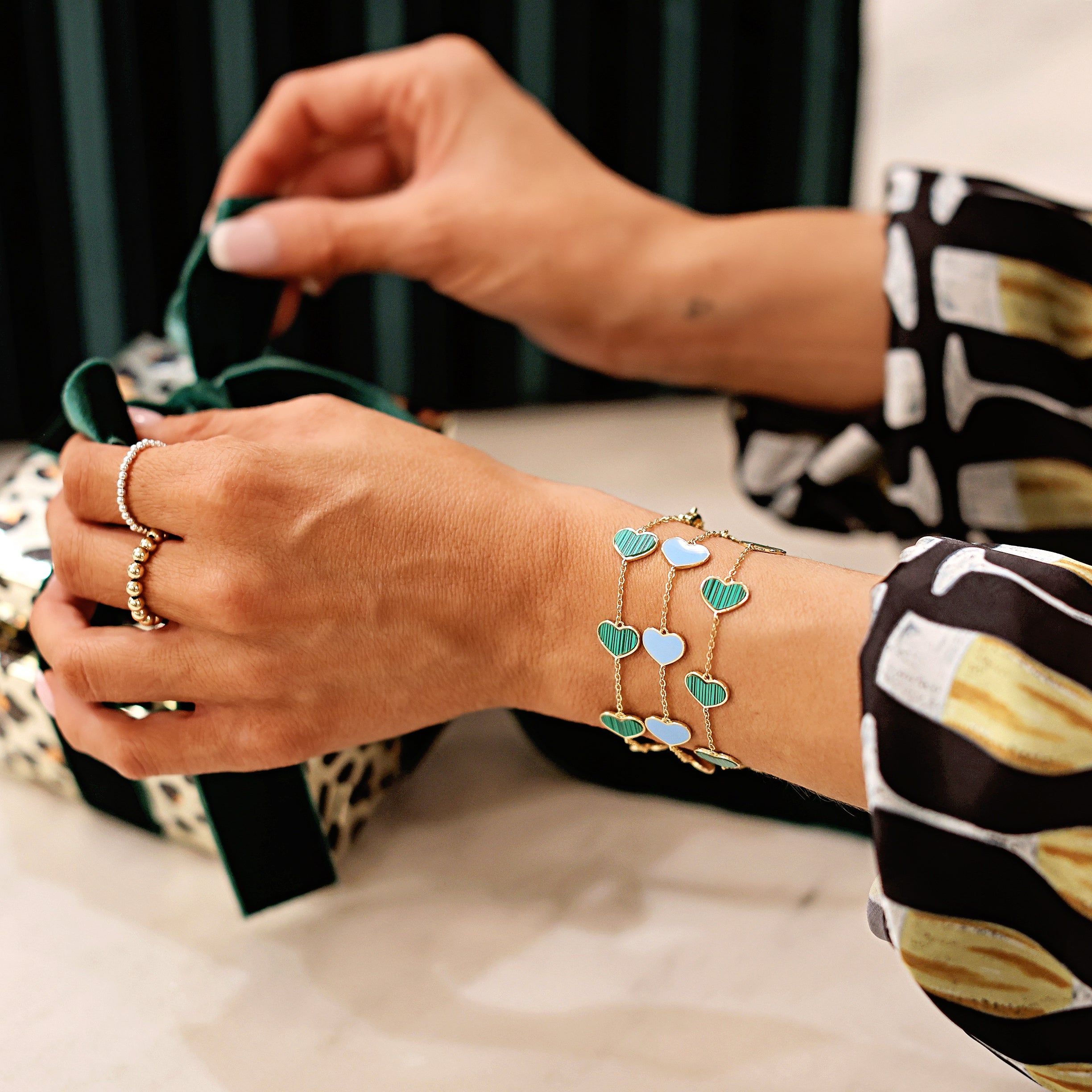 Everly Bracelet - Emerald Hearts