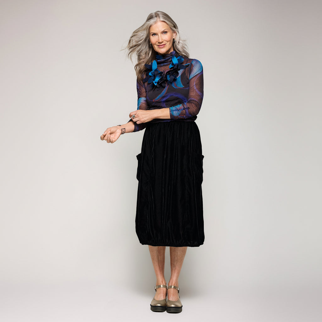 Velvet Cargo Skirt - Black