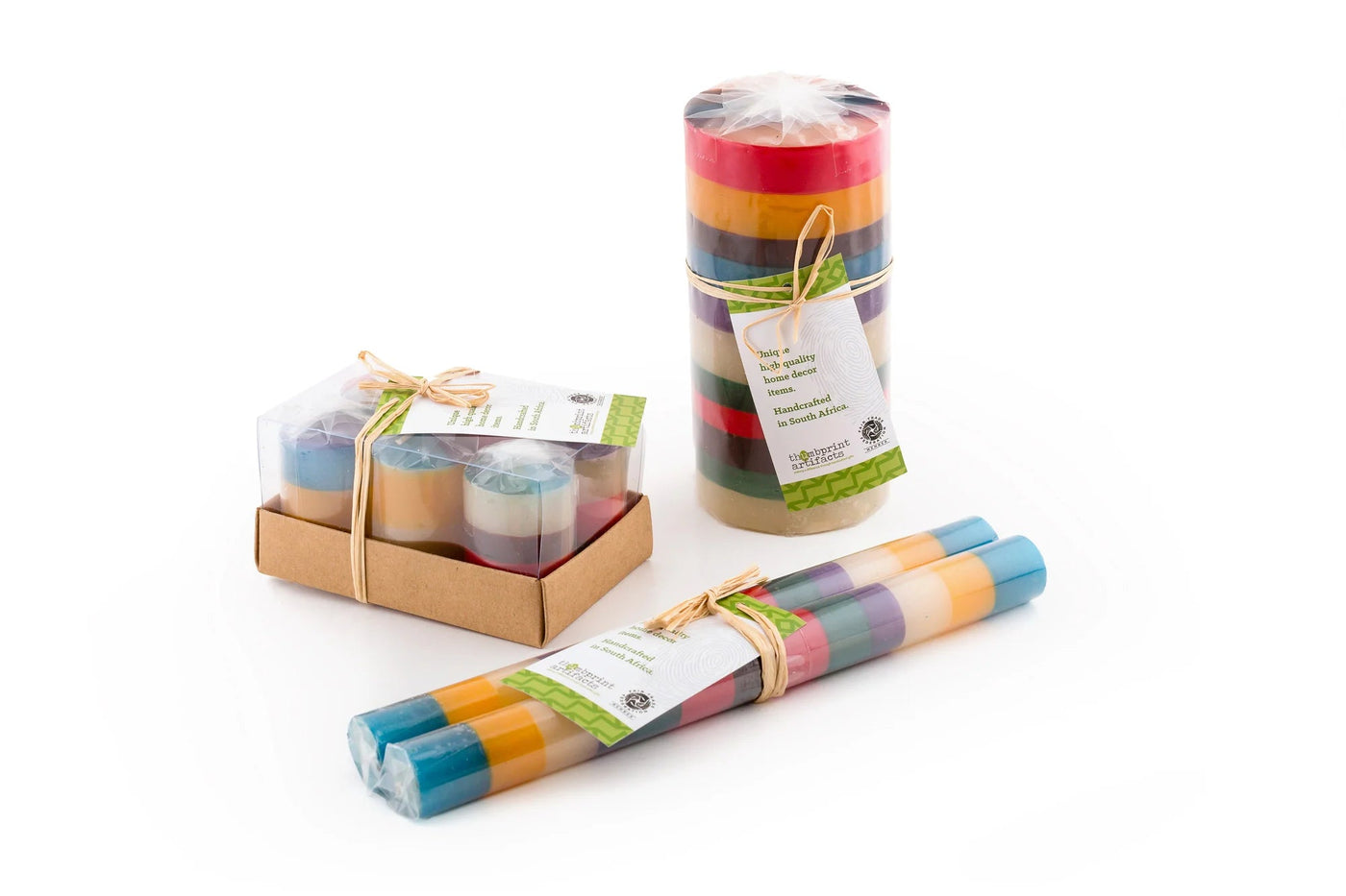 Memphis Stripe Painted Candles