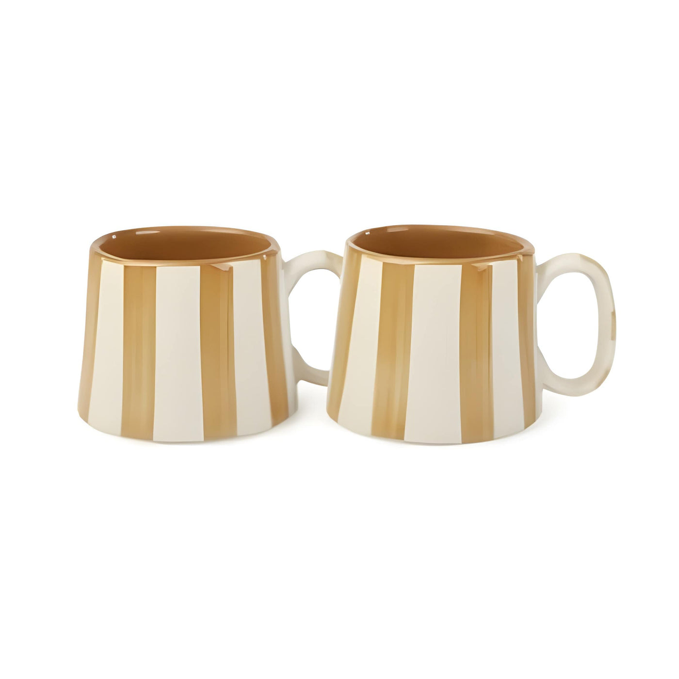 Handmade Ceramic Brown Stripe Coffee & Tea Mug (Set of 2)