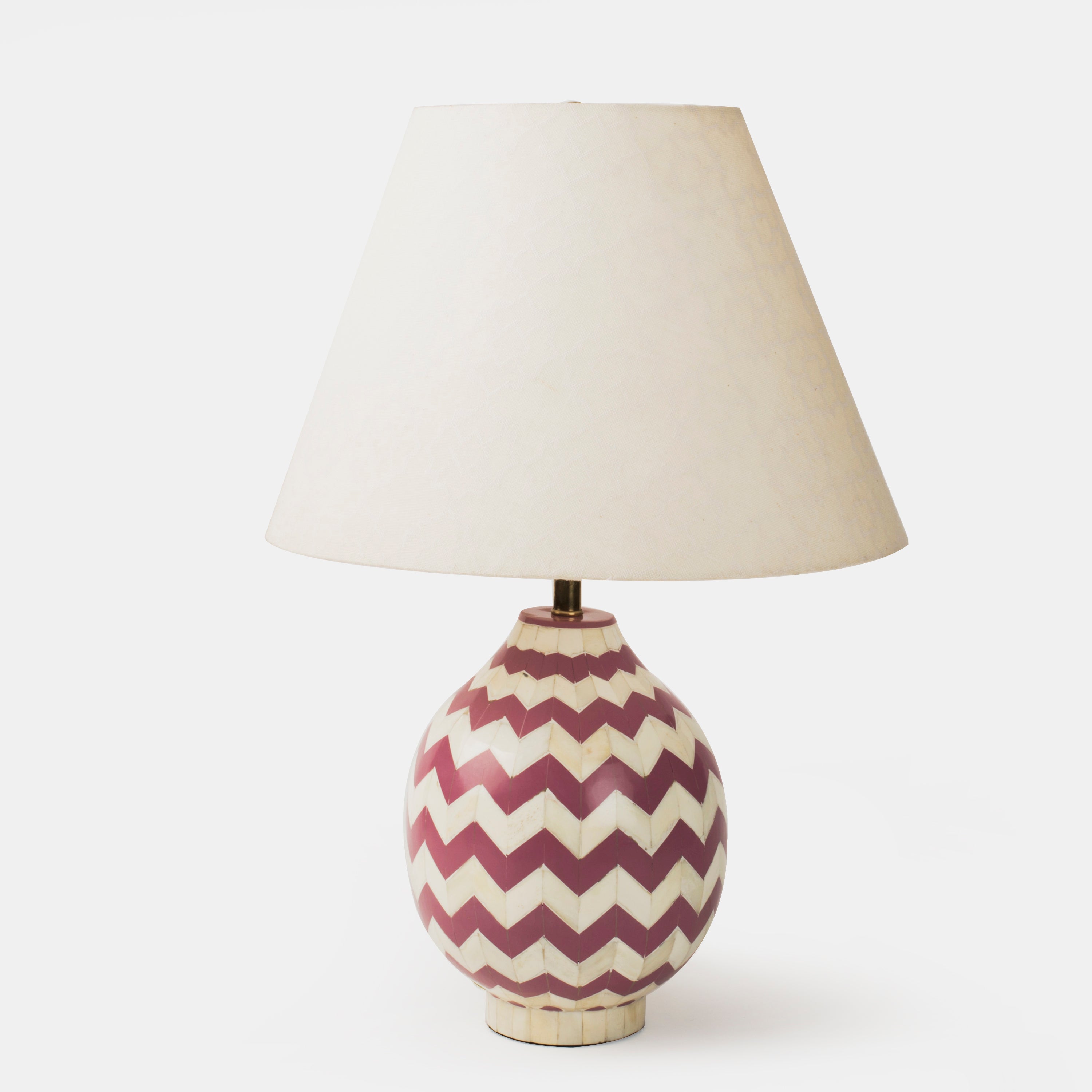 Handcrafted Bone Inlay Lamp Base, Lavender Herringbone