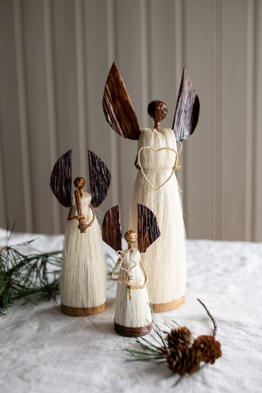 Handmade Sisal Angel Holiday Figurine, 8.5"
