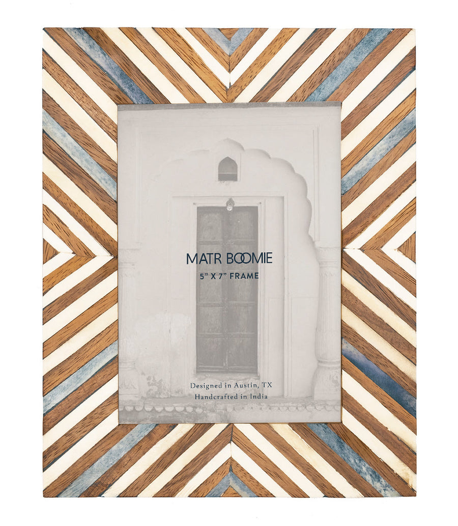 Banka Mundi Bone & Wood Inlay Picture Frame, 5" x 7"