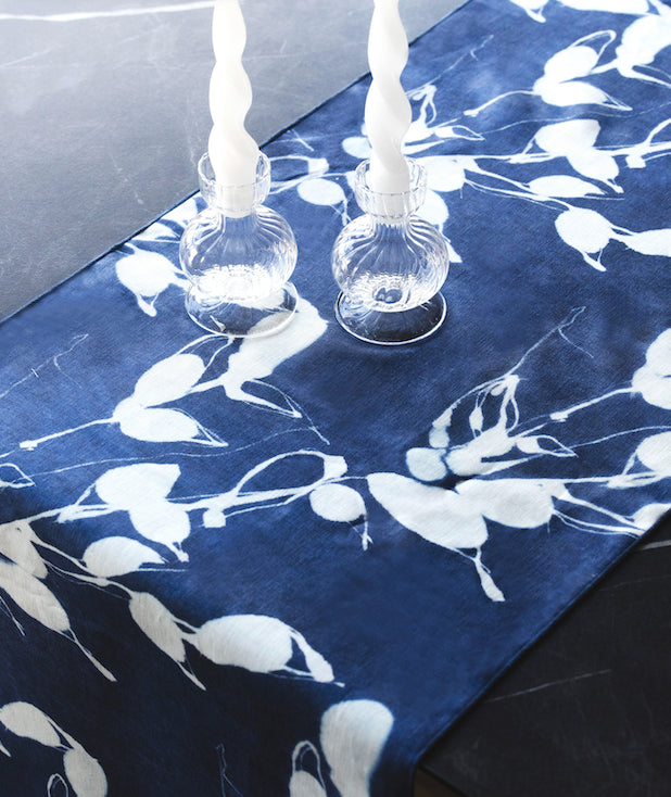 Handmade Porto Print Table Runner, Indigo