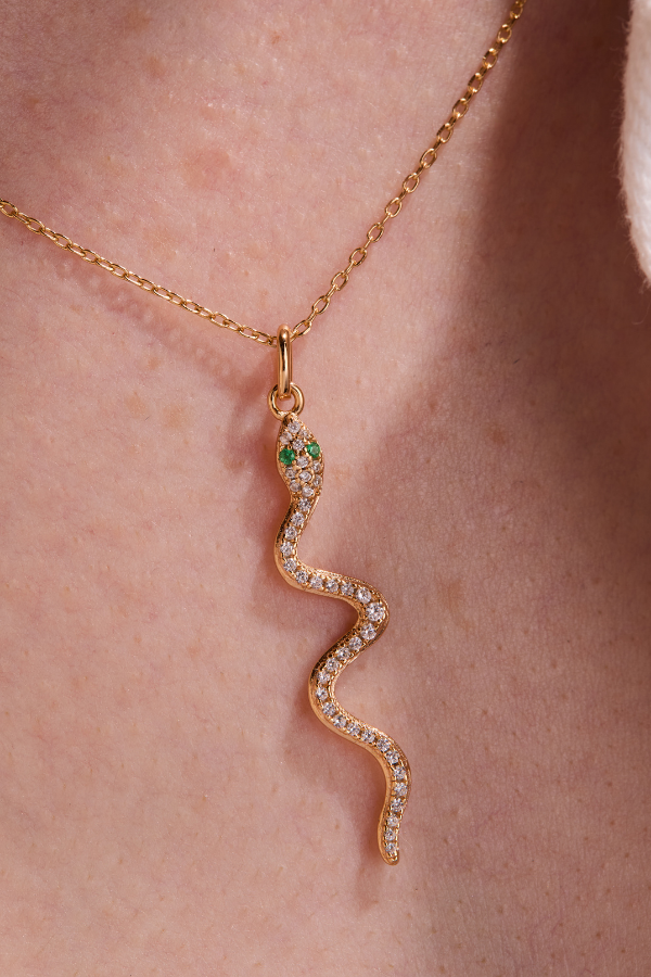 Snake Gold Pendant with Chain