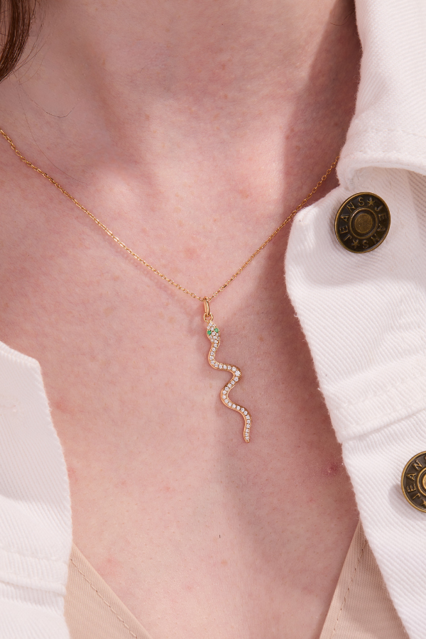 Snake Gold Pendant with Chain