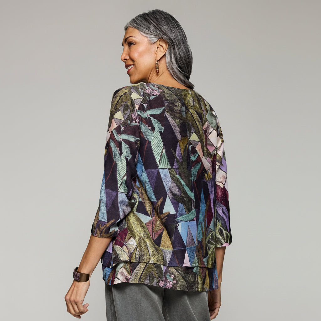 Silk Fortune Blouse - Green/Purple Multi