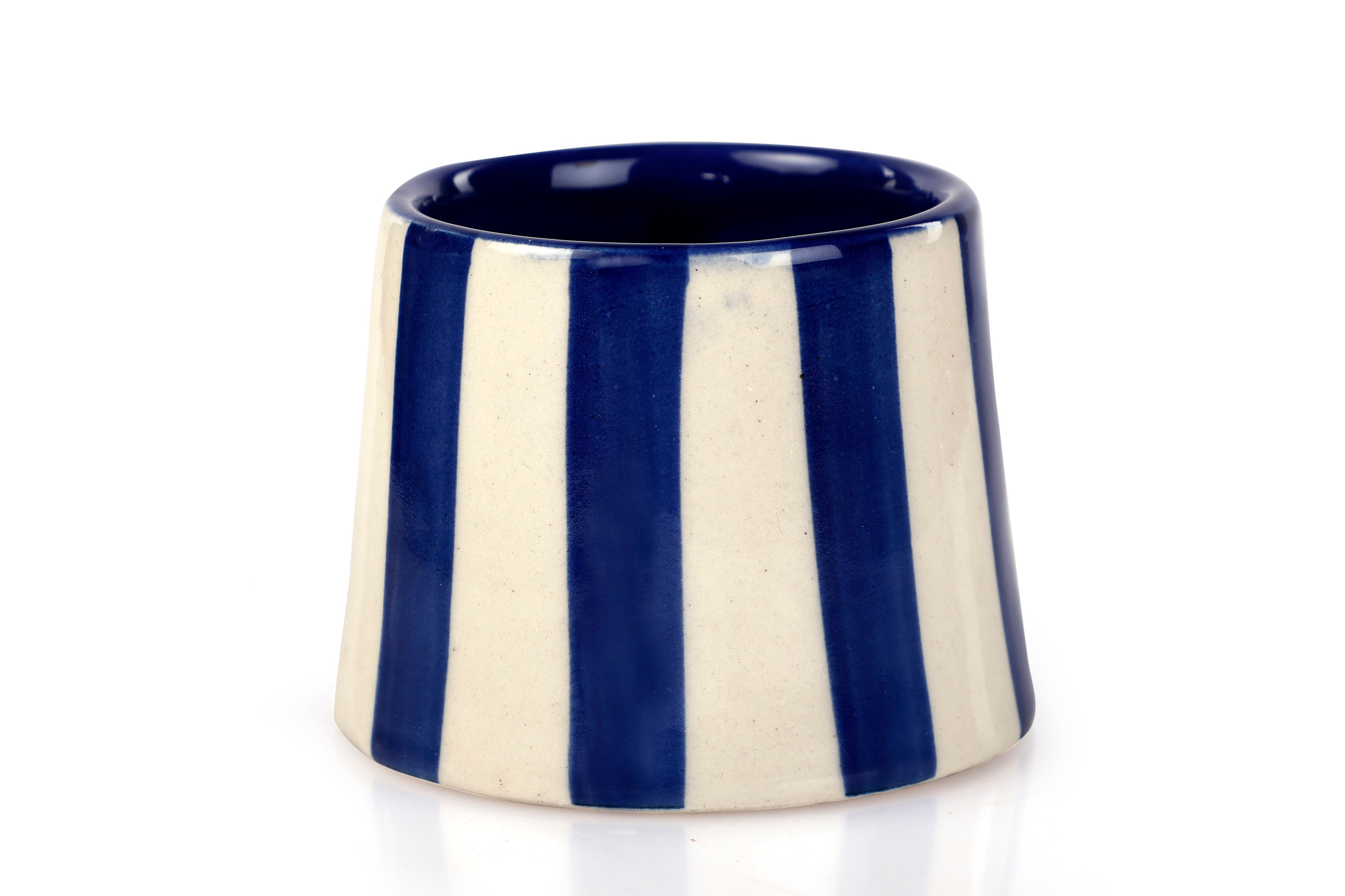 Handmade Ceramic Dark Blue Stripe Coffee & Tea Mug