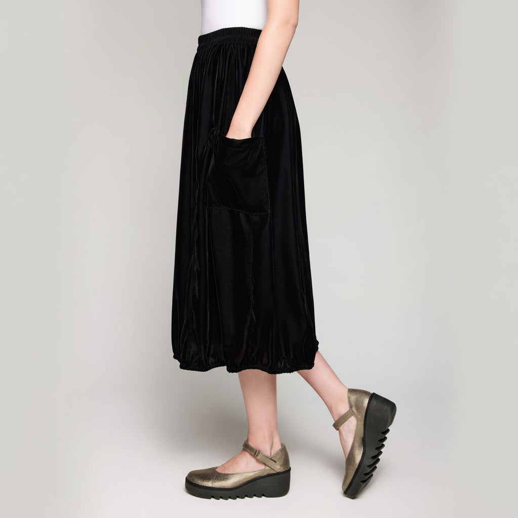 Velvet Cargo Skirt - Black