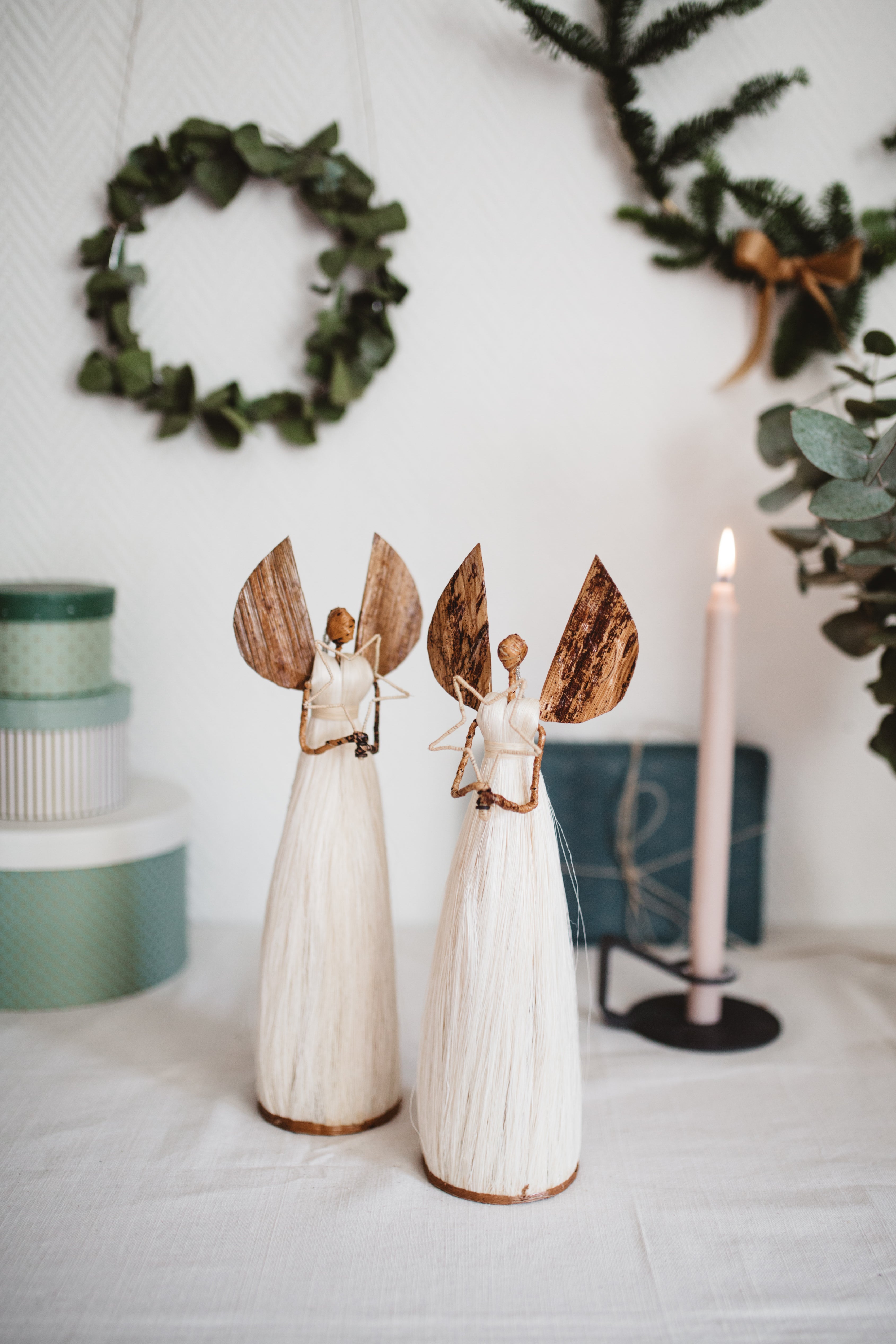 Handmade Sisal Angel Holiday Figurine, 11"