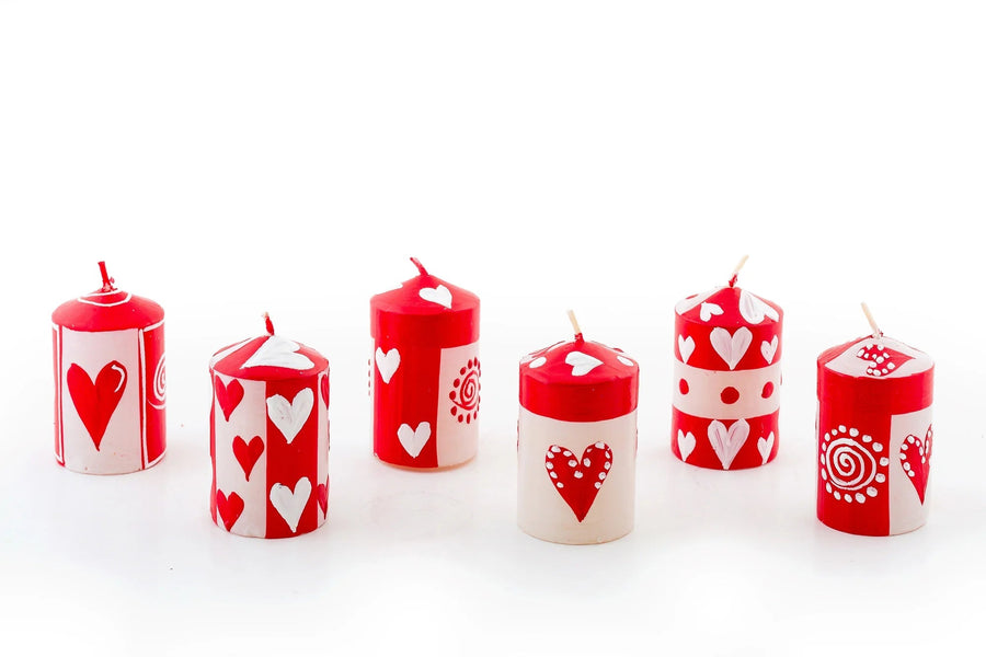 Valentine's Day Painted Candles