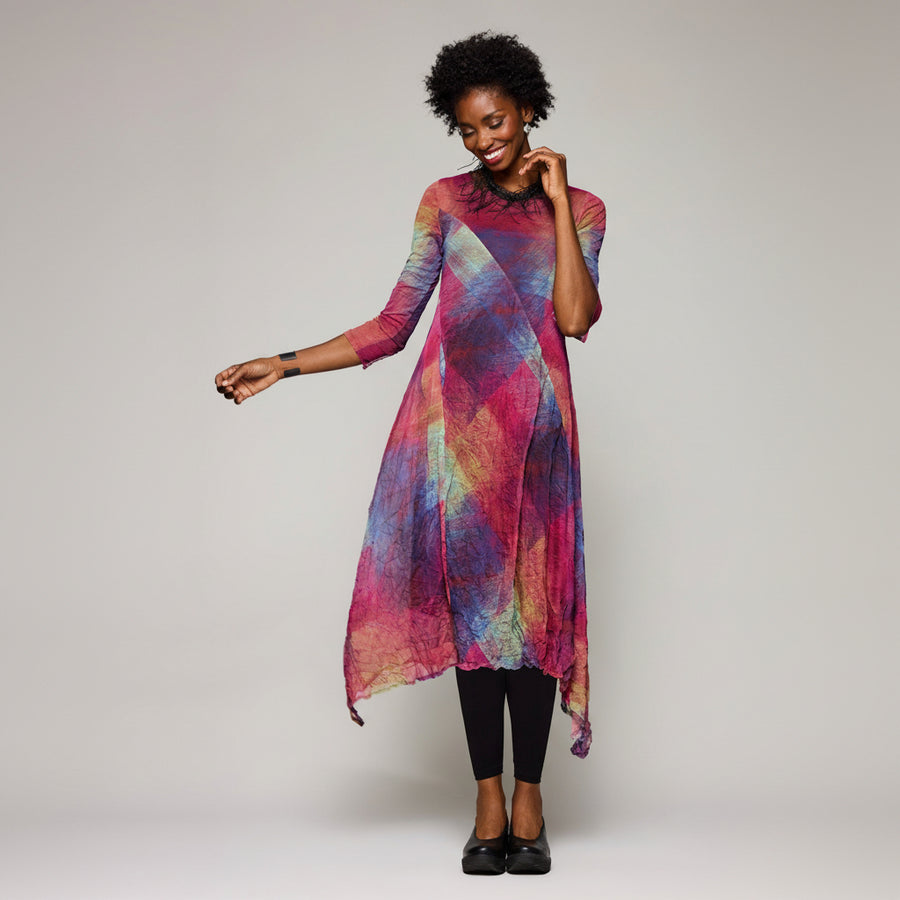 Mesh Mireille Dress - Magenta Madras