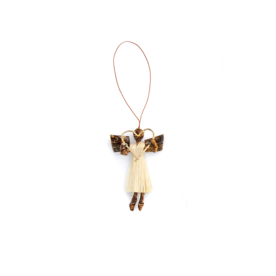 Handmade Sisal Angel Holiday Ornament