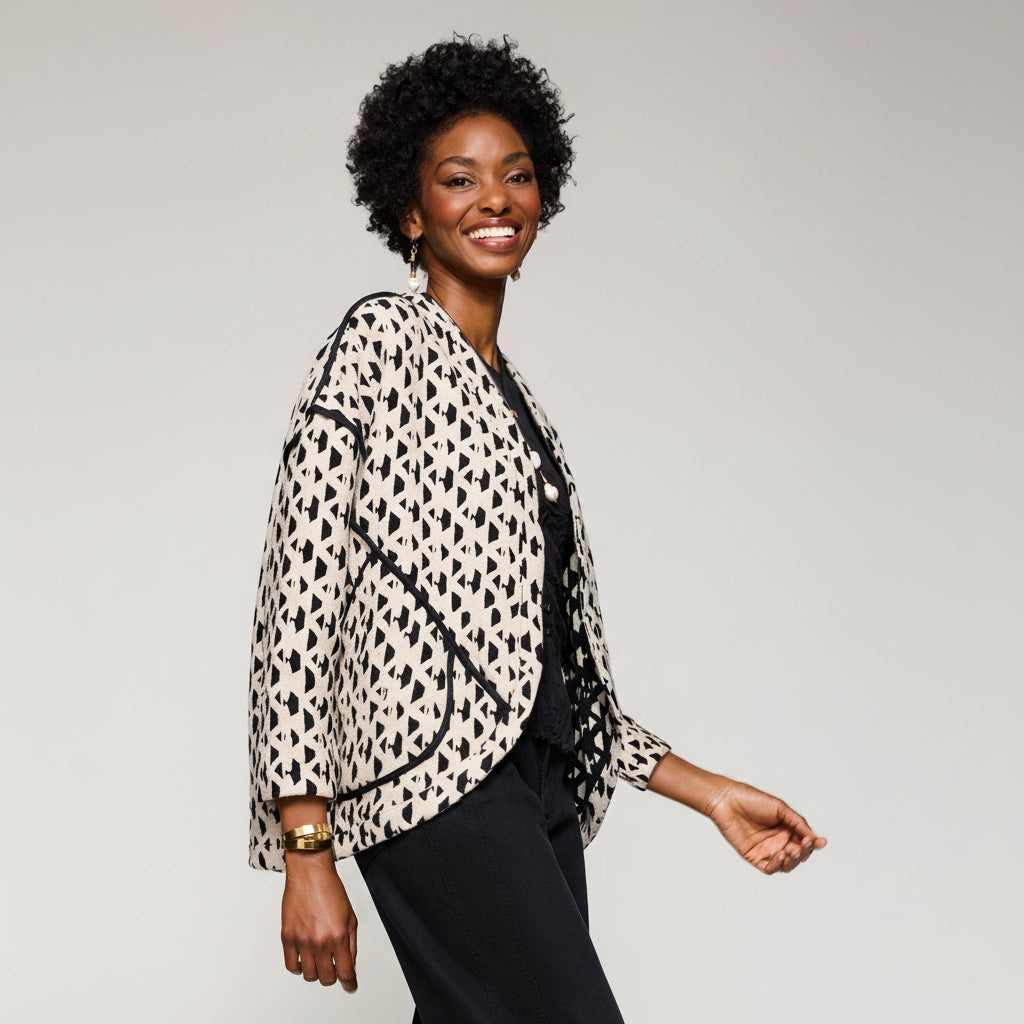 Reversible Mirage Jacket - Black/Ecru Geo