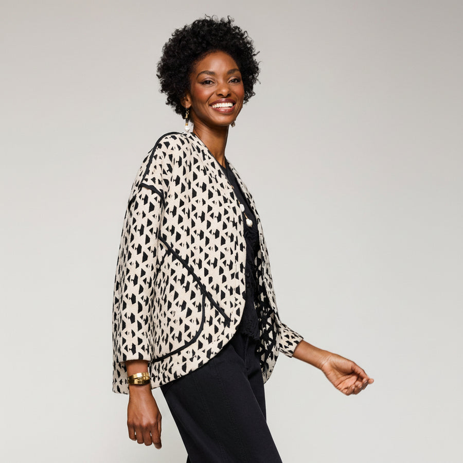 Reversible Mirage Jacket - Black/Ecru Geo