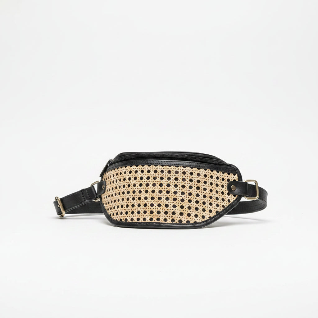 Raja Leather and Cane Sling Bag