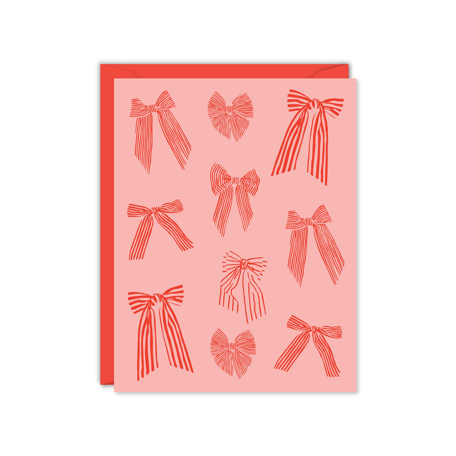 Red Bows Blank Card-Boxed Set of 8 Cards